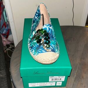Brand new Lauren Lorraine Blue and Green Espadrilles
